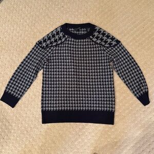 J.Crew Navy Gray houndstooth 100% Merino Wool Sweater size Small